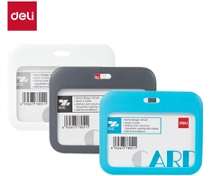 Dėklas vardinei kortelei DELI 100x80mm horizontalus, su kaklajuoste, įvairių spalvų