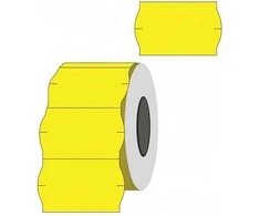 Kainų etiketės 26x16mm, banguotos, 1000vnt, geltonos spalvos