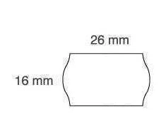 Kainų etiketės 26x16mm, banguotos, 1000vnt, baltos spalvos