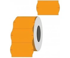 Kainų etiketės 26x16mm, banguotos, 1000vnt, oranžinės spalvos
