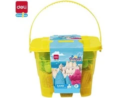 Kinetinis smėlis DELI, 0.5kg, + 6 formelės, geltonos spalvos