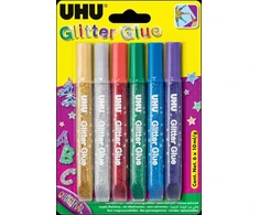 Klijai su blizgučiais UHU, 6spalvų, 10ml
