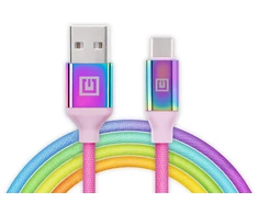 Laidas REAL-EL Premium USB A - Type C Rainbow 1m, vaivorykštės spalvos