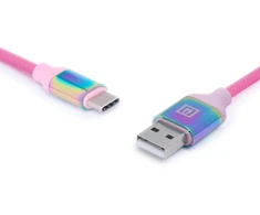 Laidas REAL-EL Premium USB A - Type C Rainbow 1m, vaivorykštės spalvos