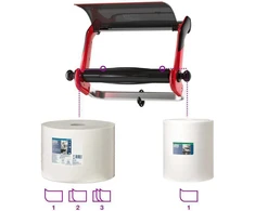 Laikiklis pramoniniam popieriui Tork Performance Wall Stand W1 (652108), pakabinamas, raudonos/juodos spalvos, metalinis