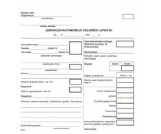 Lengvojo automobilio kelionės lapai, 200 x 210 mm, nenumeruotas,100 lapų
