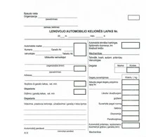 Lengvojo automobilio kelionės lapai, 200 x 210 mm, nenumeruotas,100 lapų