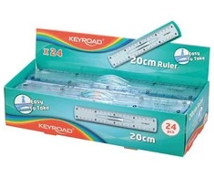 Liniuotė Keyroad 20cm, plastikinė, skaidri