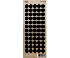 Lipdukai Charlot, apvalūs, Ø12mm, 60vnt pakuotėje, juodos spalvos
