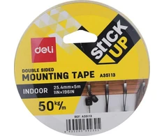 Lipni juosta DELI, dvipusė, 25,4 mm, x 5 m (putplasčio juosta)