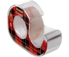 Lipni juosta Scotch Crystal Clear, 19mmx7,5m, su laikikliu