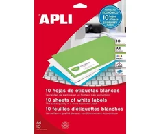 Lipnios etiketės Apli, A4, 38x21,2mm, 65 etiketės lape, 10 lapų