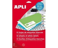 Lipnios etiketės Apli, A4, 38x21,2mm, 65 etiketės lape, 10 lapų