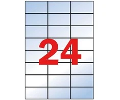 Lipnios etiketės Apli, A4, 70x37mm, 24 etiketės lape, matinės, 20 lapų, skaidrios