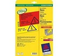 Lipnios etiketės Avery Zweckform, A4, 210x297mm, 25 lapai, neoninės geltonos spalvos