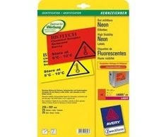 Lipnios etiketės Avery Zweckform, A4, 210x297mm, 25 lapai, neoninės raudonos spalvos