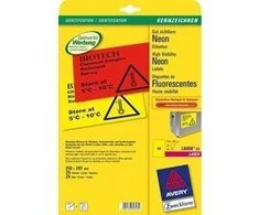 Lipnios etiketės Avery Zweckform, A4, 210x297mm, 25 lapai, neoninės geltonos spalvos