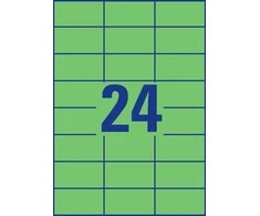 Lipnios etiketės Avery Zweckform, A4, 70x37mm, 100 lapų, 24 etiketės lape, žalios spalvos