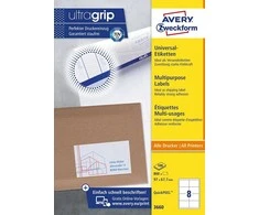 Lipnios etiketės Avery Zweckform, A4, 97x67,7mm, 8 etiketės lape, su rėmeliu, 100 lapų, baltos spalvos