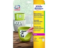 Lipnios etiketės Avery Zweckform, A4, atsparios drėgmei, 99.1x67.7mm, 8 etiketės lape, 20 lapų, baltos spalvos