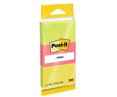Lipnūs lapeliai 3M Post-it® 38mmx51mm, 3 vnt. po 100 lapelių, neoninės spalvos