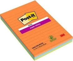 Post It 3M Lipnūs lapeliai 3M Post-it® Super Sticky Large 101mmx152mm 3 vnt. po 45 lapelius linijomis