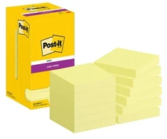 Lipnūs lapeliai 3M Post-it® Super Sticky 76mmx76mm 12vnt. po 90 lapelių, geltonos spalvos