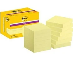 Lipnūs lapeliai 3M Post-it® Super Sticky 47,6mmx47,6mm, 12 vnt. po 90 lapelių, geltonos spalvos