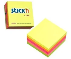 Lipnūs lapeliai Stick´N 21012, 76x76mm, 400 lapelių, įvairių ryškių spalvų