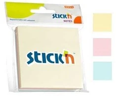 Lipnūs lapeliai Stick´N 21092, 76x76mm, 3x50 lapelių, 3 pastelinės spalvos, blisteryje