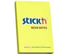 Lipnūs lapeliai Stick´N 21132, 51x76mm, 100 lapelių neoninės geltonos spalvos