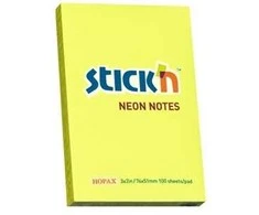 Lipnūs lapeliai Stick´N 21132, 51x76mm, 100 lapelių neoninės geltonos spalvos