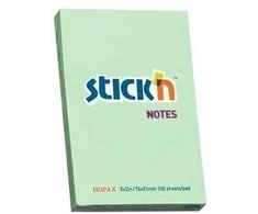 Lipnūs lapeliai Stick´N 21147, 51x76mm, 100 lapelių, šviesiai žalios spalvos