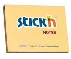 *Lipnūs lapeliai Stick´N 21148, 76x102mm, 100 lapelių, oranžinės spalvos