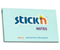 Lipnūs lapeliai Stick´N 21155, 76x127mm, 100 lapelių, melsvos spalvos