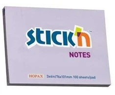 Lipnūs lapeliai Stick´N 21404, 76x102mm, 100 lapelių, violetinės spalvos