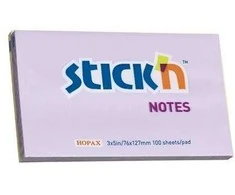 Lipnūs lapeliai Stick´N 21405, 76x127mm, 100 lapelių, violetinės spalvos