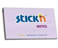 Lipnūs lapeliai Stick´N 21405, 76x127mm, 100 lapelių, violetinės spalvos