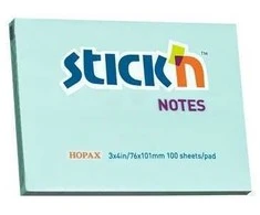 *Lipnūs lapeliai Stick´N, 76x102mm, 100 lapelių, melsvos spalvos