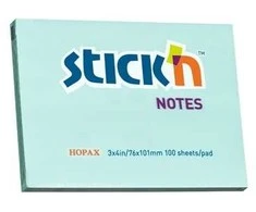 *Lipnūs lapeliai Stick´N, 76x102mm, 100 lapelių, melsvos spalvos