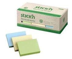 Lipnūs lapeliai Stick´N Eco 21407, 38x51mm, 12x100 lapelių, 3 pastelinių spalvų
