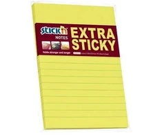 Stickxb4N Lipnūs lapeliai Stick´N Extra Sticky 21667, 150x101mm, 90 lapelių, neoninės geltonos spalvos, linijomis