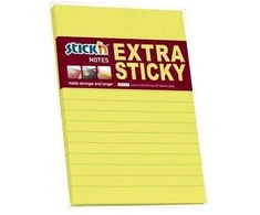 Lipnūs lapeliai Stick´N Extra Sticky 21667, 150x101mm, 90 lapelių, neoninės geltonos spalvos, linijomis