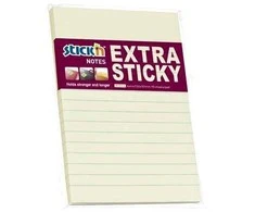 Stickxb4N Lipnūs lapeliai Stick´N Extra Sticky 21668, 150x101mm, 90 lapelių, geltonos spalvos, linijomis