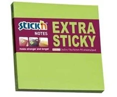 Lipnūs lapeliai Stick´N Extra Sticky 21671, 76x76mm, 90 lapelių, neoninės žalios spalvos