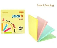 Stickn Lipnūs lapeliai Stick´N Magic Pads 21571, 76x76mm, 4x25 lapelius, 4 pastelinės spalvos