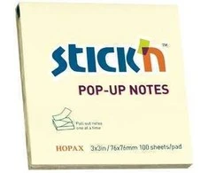 Stickxb4N Lipnūs lapeliai Stick´N Z-Notes, 76x76mm, 100 lapelių, geltonos spalvos