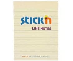 Lipnūs lapeliai StickN 21038, 203x150mm 50vnt, pastelinės geltonos spalvos, linijomis
