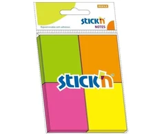Lipnūs lapeliai StickN 21091, 38x51mm, 4 spalvos po 50vnt, įvairių neoninių spalvų, blisteryje