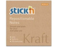 Lipnūs lapeliai StickN 21639 76x76mm , 100 lapelių, kraft